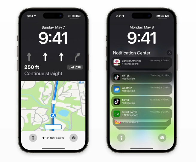 天门苹果维修服务分享iOS17锁屏地图导航半屏显示长什么样 